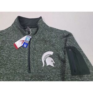 NEW Michigan State Spartans Jacket‎ Mens M Sweatshirt Pullover Zip Sleeve Green